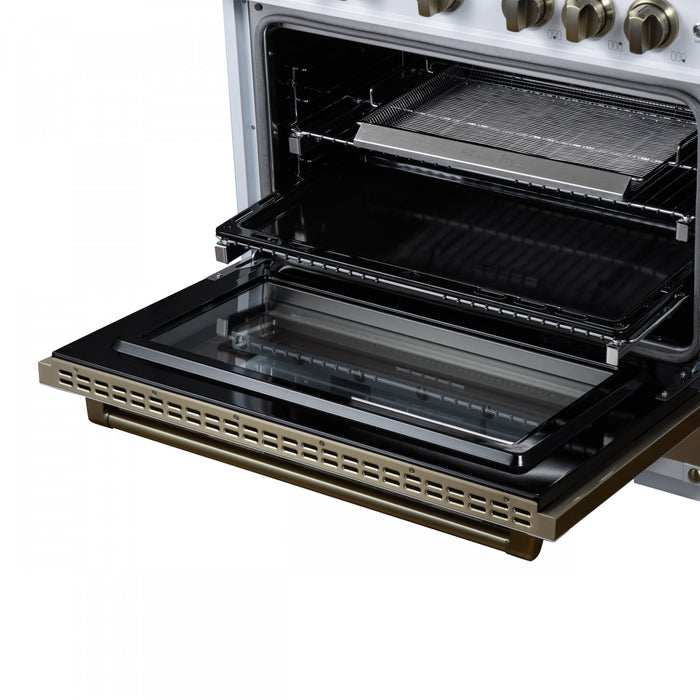 Forno Ambassador 36\" Gas Range in White, 6 Sealed Burners, 5.2 Cu.Ft. Oven - FFSGS6299-36CPWHT