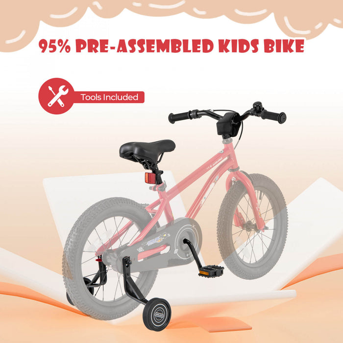 Costway 16-inch Kid's Bike For 4-7 Years Old With Adjustable Saddle & Anti-slip Handlebar Red