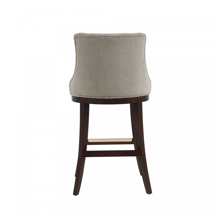 Lucia Modern Wood Upholstered Chenille Barstool in Taupe Bar Stool
