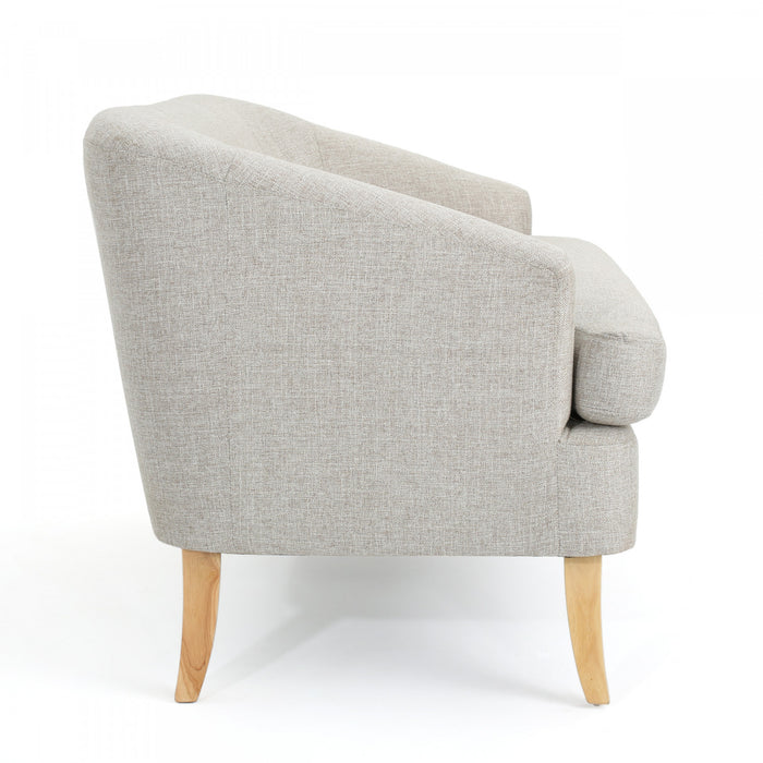 Zona Linen-look Fabric Loveseat With Flared Wood Legs - Beige