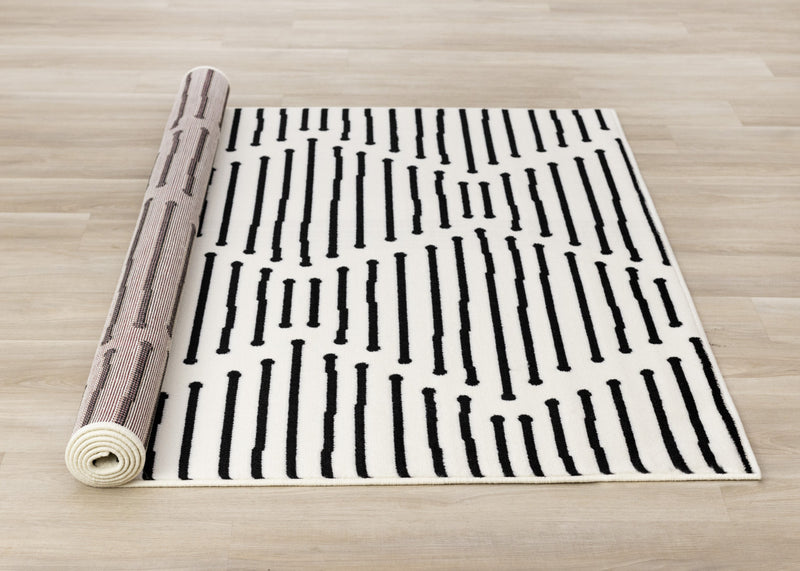 Forte Black White Stripes Area Rug - 4'7\" x 6'7\"