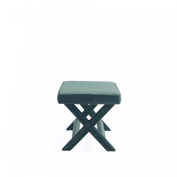 Abigail Mid-Century Modern Upholstered Velvet Accent Bench in Forest Green