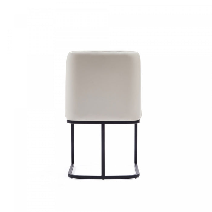 Serena Modern Metal Vegan Leather Dining Chair in Ivory - Set of 2