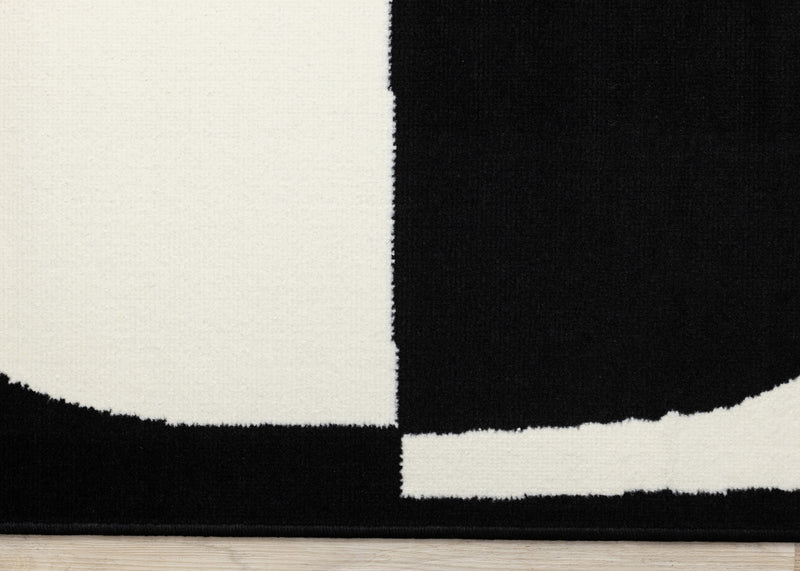 Florence Black White Dynamic Geometric Design, 5'3\" x 7'4\" Indoor Area Rug