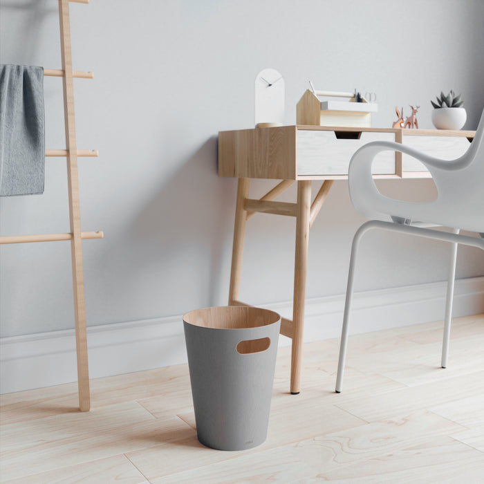 Umbra Woodrow Garbage Bin Trash Can - Grey