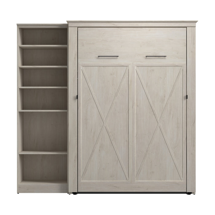 Bestar Key West Full Murphy Bed with Closet Organizer (88 W) - Linen White Oak