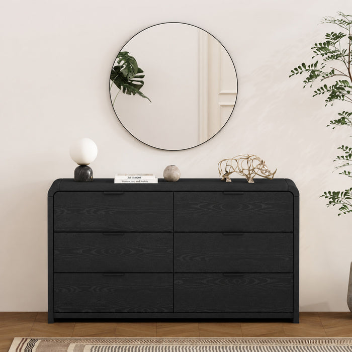 Grace Modern 60\" Dresser in Black (6-Drawer)