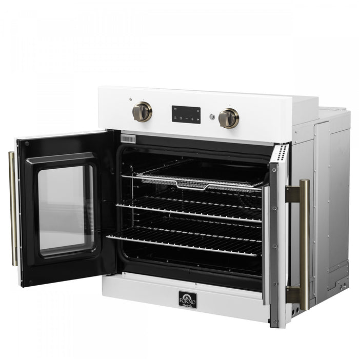 Forno Asti 30\" French Door Electric Wall Oven, White, 3.68 cu. ft. - FBOEL1333-30WHT