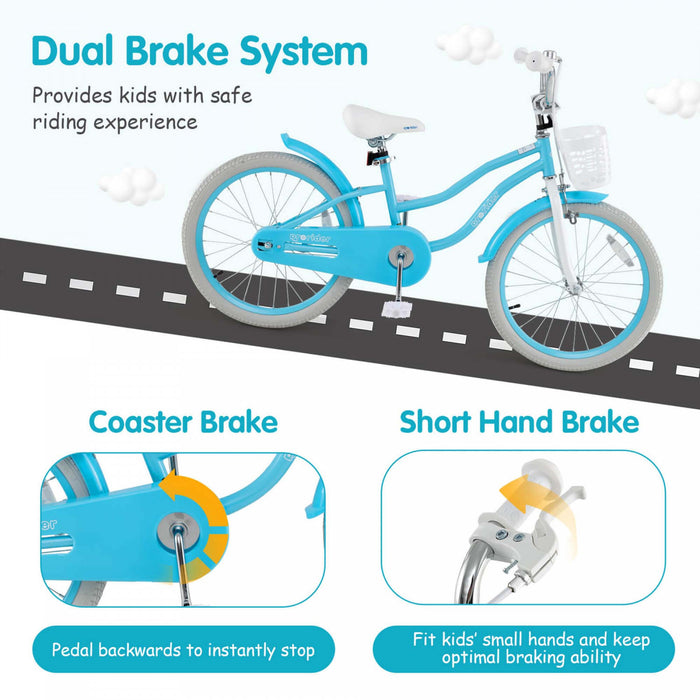 Prorider 20\" Kids Bike With Height Adjustable Handlebar & Seat Hand Brake & Coaster Brake Blue