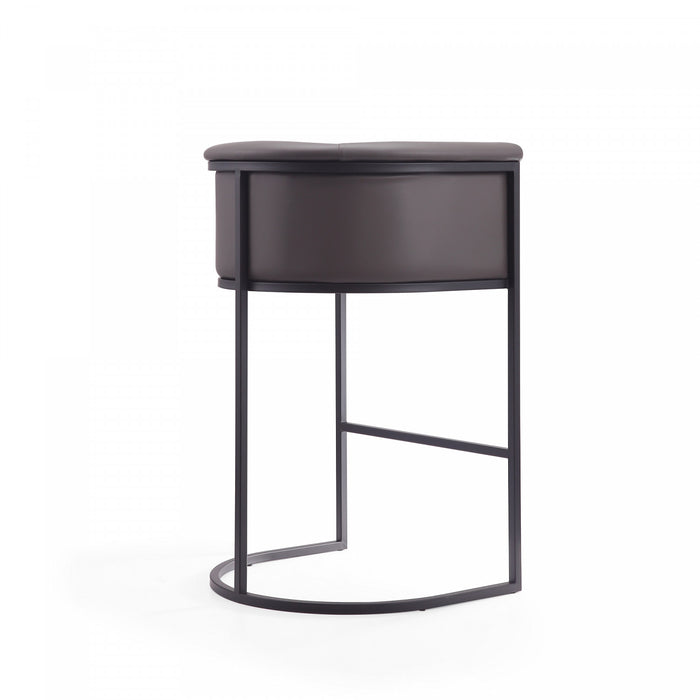Cosmopolitan Mid-Century Modern Metal Upholstered Barstool in Graphite - Set of 2 Bar Stool