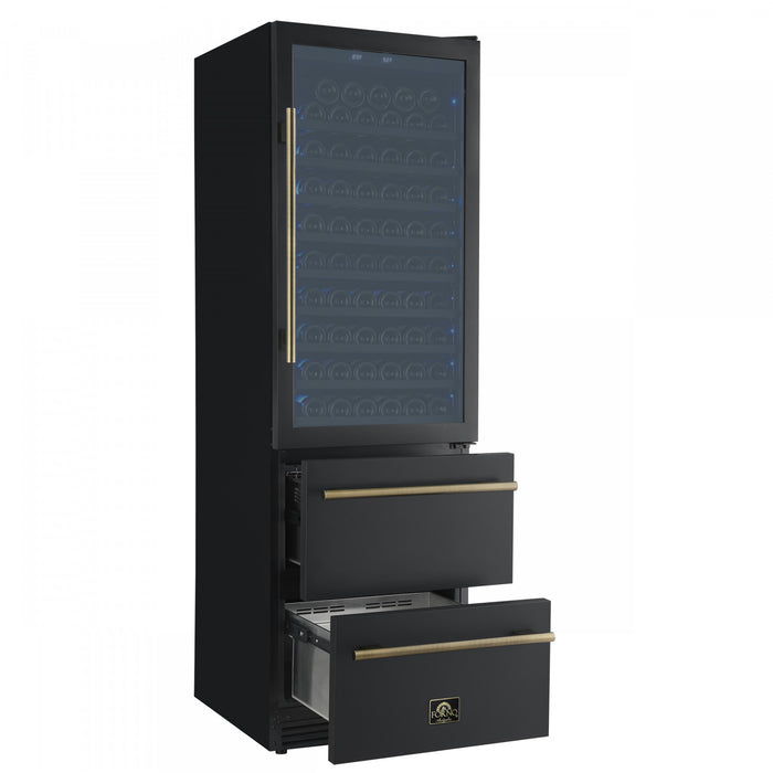 Forno Azienda 24\" Dual Zone Wine Cooler, 15.8 Cu.Ft, 108 Bottles & 100 Cans, Black - FWCDR6628-24BLK Refrigerator