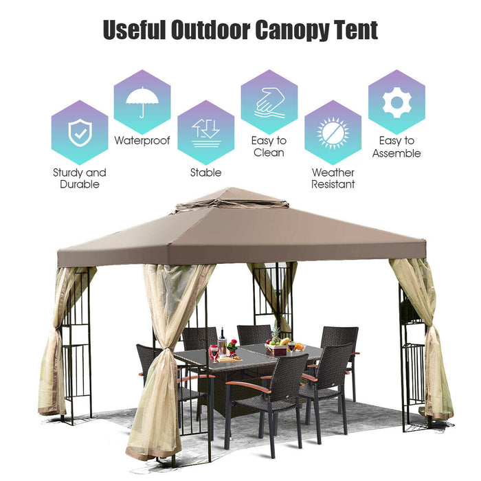 Costway Outdoor 10'x10' Gazebo Canopy Shelter Awning Tent Patio Screw-free Structure Garden
