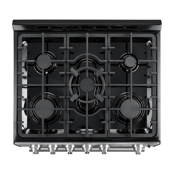 Forno Leonardo Espresso 30\" Black Gas Range, 5 cu.ft Convection Oven-FFSGS1116-30BLK