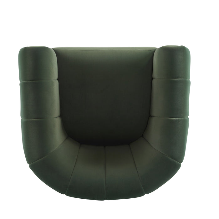Vela Modern Velvet Swivel Club Chair with Tub Design, Black, Olive Green