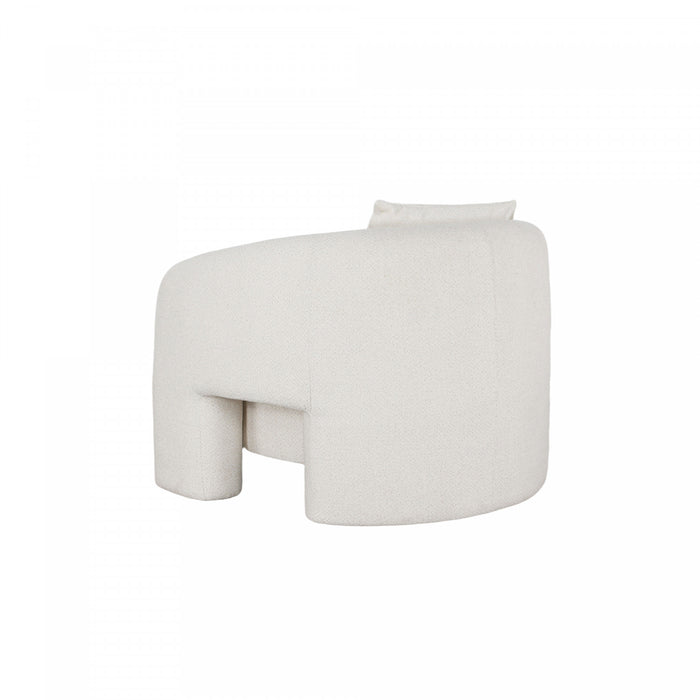 Sylvia Modern Glam Tweed Lounge Chair in Ivory