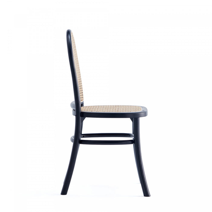 Paragon Industry Chic Cane Back Wood Upholstered Dining Chair in Black and Gray - Set of 4