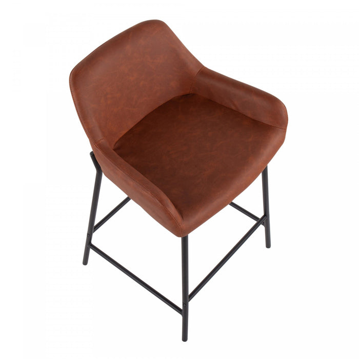 LumiSource Daniella Camel Faux Leather Industrial Counter-Height Stool - Set of 2