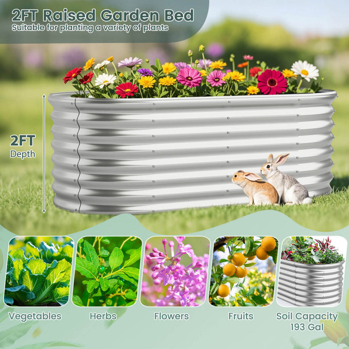 Costway 2 Pcs Raised Garden Bed Kit Planter Raised Garden Boxes Outdoor 65\" X 32\" X 24\" Silver