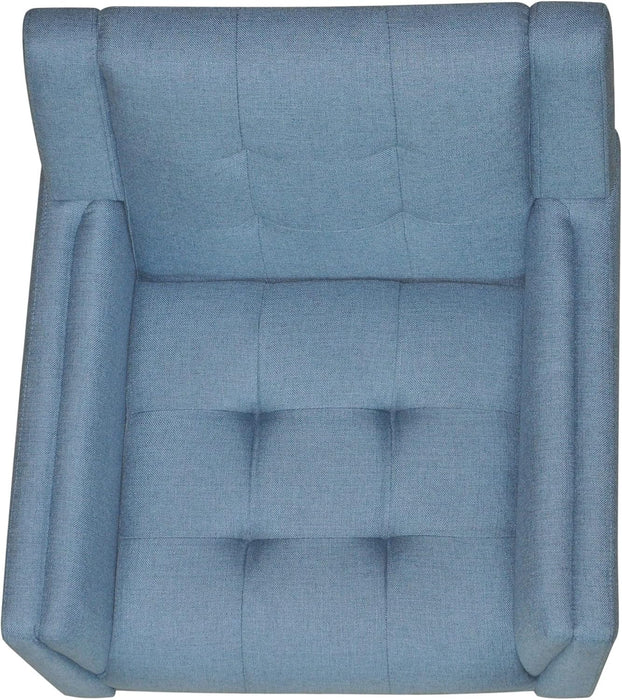 Midway Mid-Century Modern Armchair with Tufted Waffle Stitch, Blue, Walnut