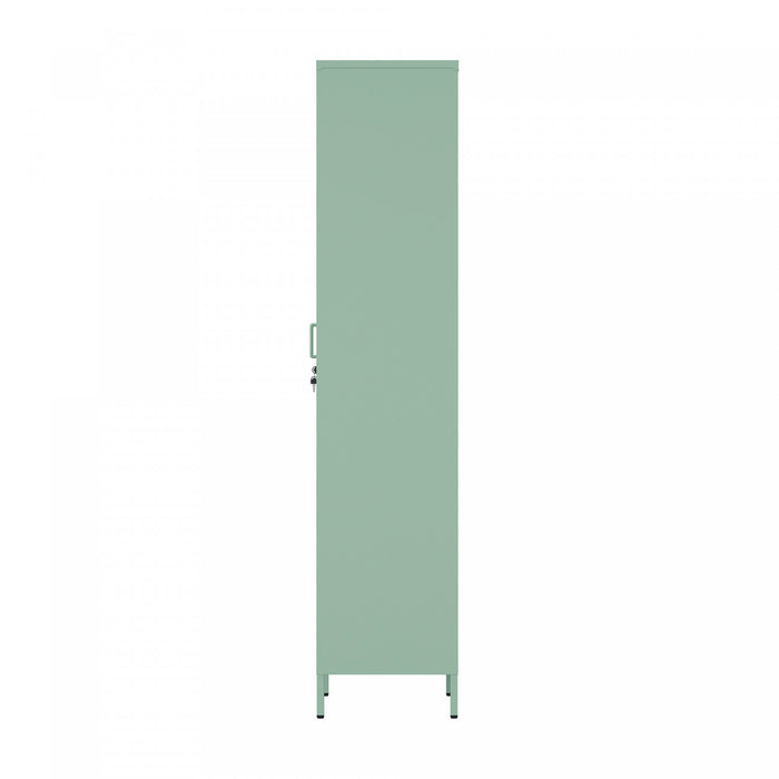 Naomi Modern 15\" Metal Storage Cabinet in Sage Green Armoire