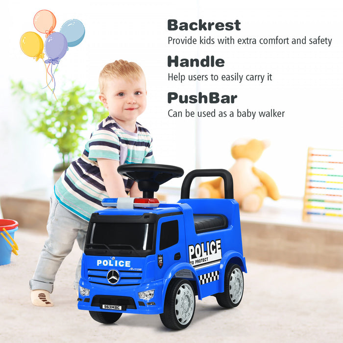 Costway Kids Ride On Push Police Car Licensed Mercedes Benz Push And Ride Racer