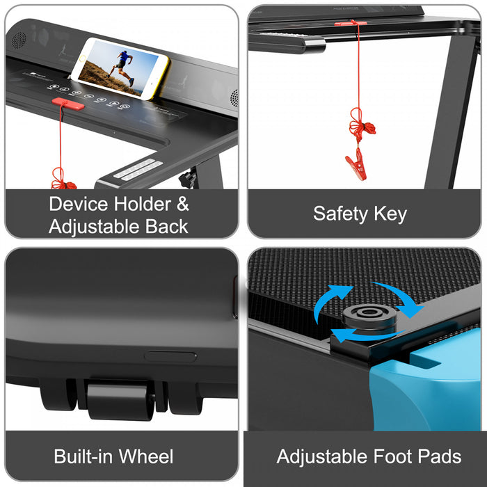 Costway Folding Electric Treadmill Compact Walking Running Machine W/app Control Speaker