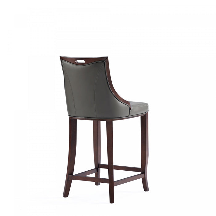 Emperor Traditional Wood Upholstered Barstool in Graphite - Set of 2