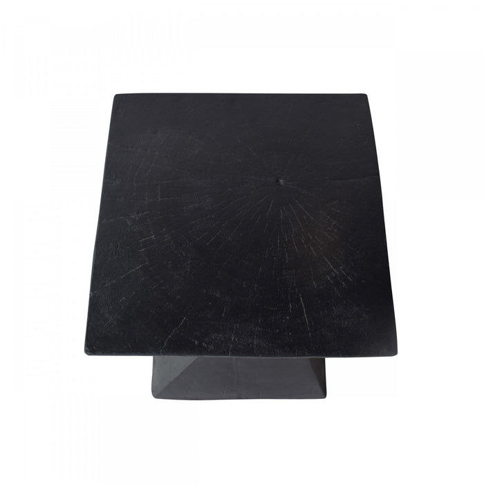 Zane 18\" MGO Geometric Twisted Accent Table, Unique Wood Grain Indoor Side Table, Black