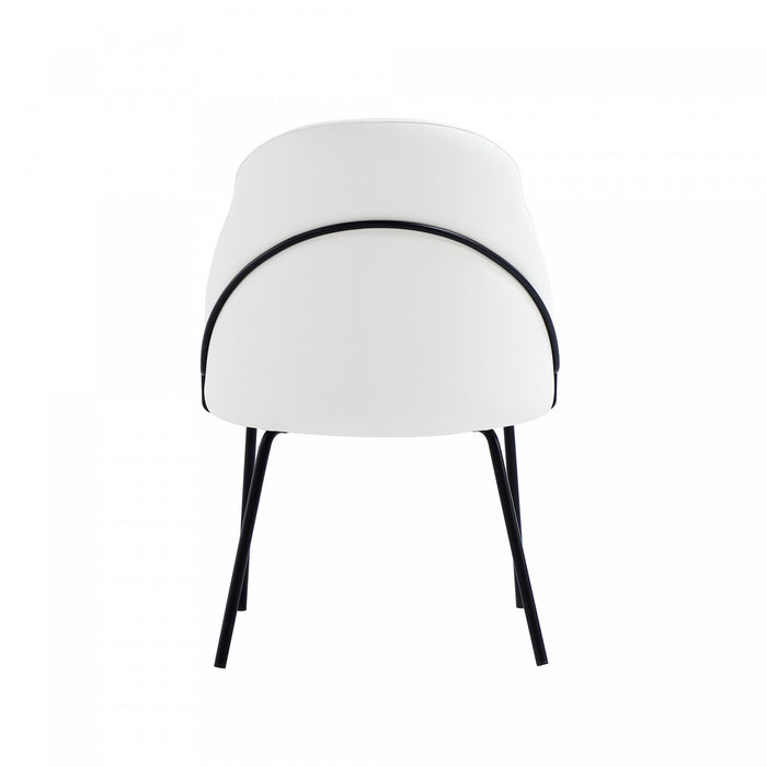 Gracie Modern Vegan Leather Metal Dining Chair in White and Black - Set of 2