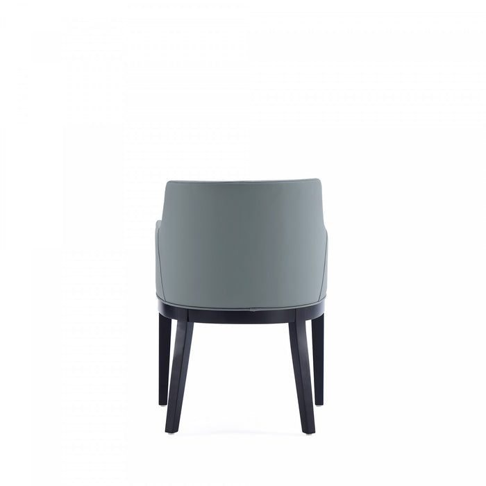 Gansevoort Modern Wood Vegan Leather Armchair in Pewter - Set of 2