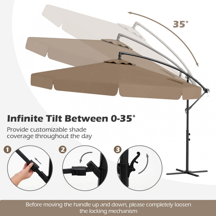 Costway 10 FT Offset Hanging Umbrella Patio Cantilever Umbrella with Cover Brown