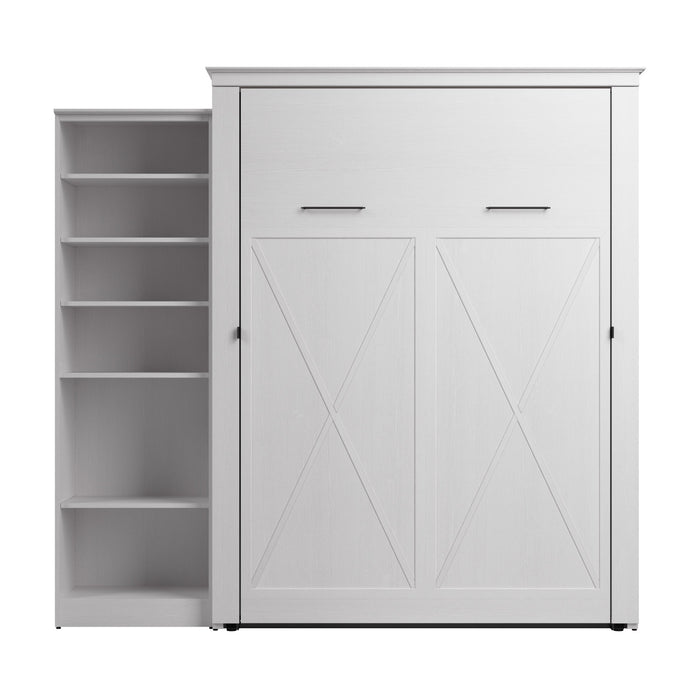Bestar Key West Queen Murphy Bed with Closet Organizer (94 W) - Pure White Oak