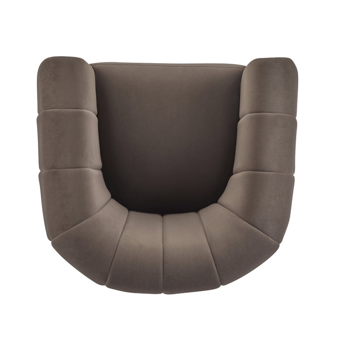 Vela Modern Velvet Swivel Club Chair with Tub Design, Black, Dark Brown
