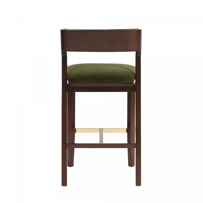 Patricia Modern Wood Upholstered Barstool in Turtle Green - Set of 2