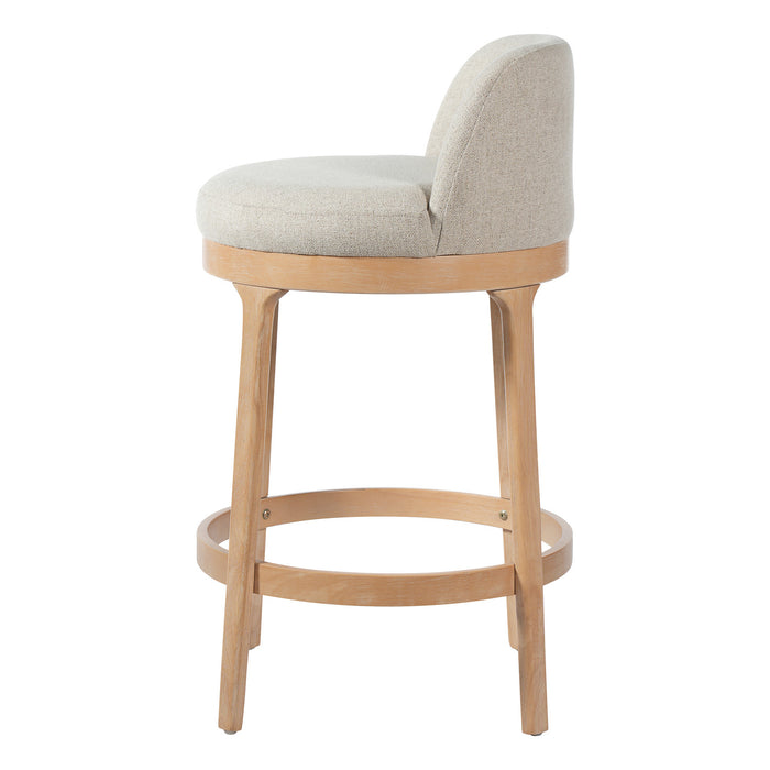 Amelia Ergonomic Rubberwood Counter Height Bar Stool Set of 2 with Upholstered Fabric,Natural