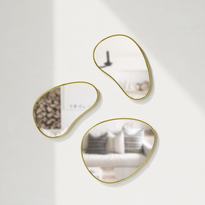 Umbra Hubba Brass Pebble Mirrors - Set of 3