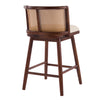 Talia Wooden Counter Height Bar Stool Set of 2 with Rattan Backrest,Walnut | Talia – Lot de 2 tabourets de bar de hauteur comptoir en bois avec dossier en rotin, finition noyer