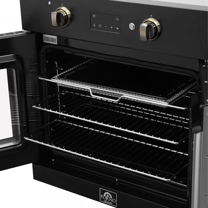 Forno Asti 30\" French Door Electric Wall Oven, Black, 3.68 cu. ft. - FBOEL1333-30BLK