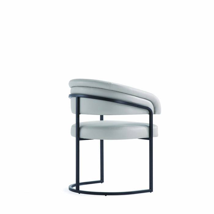 Augusta Modern Metal Vegan Leather Dining Chair in Light Gray - Set of 6
