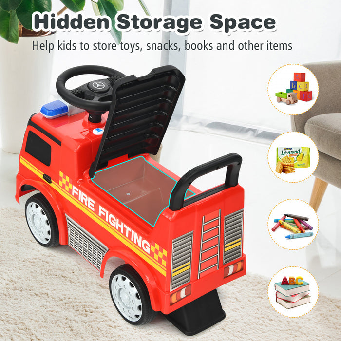 Costway Kids Ride On Fire Engine Licensed Mercedes Benz Push And Ride Racer Red