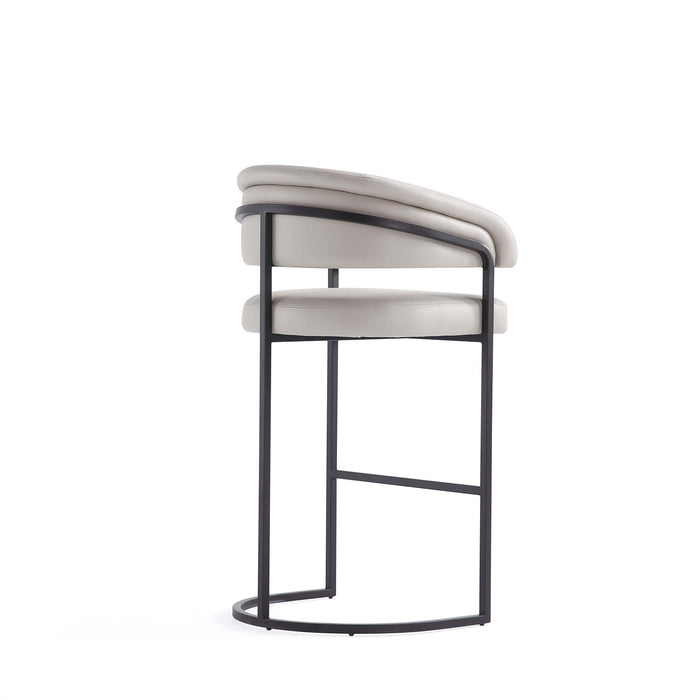 Augusta Modern Metal Upholstered Barstool in Light Gray - Set of 2