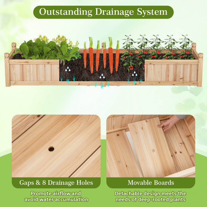 Costway Wooden Raised Garden Bed Outdoor Rectangular Planter Box Whth Drainage Holes, Natural