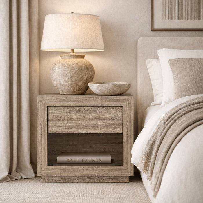 Soren Contemporary 26\" Nightstand in Natural Oak (1-Drawer)