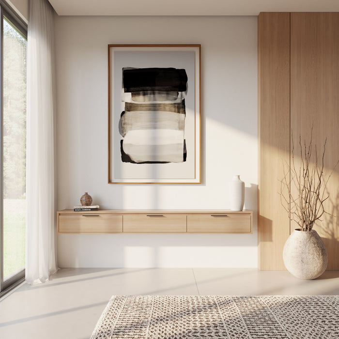 Nordika Slim 72\" Wall-Mounted TV Stand with 3 Storage Cabinets - Natural Blonde Oak