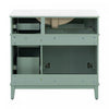 Clara 36 Inch Modern Bathroom Vanity with Ceramic Sink and Multi-Drawer Storage, Light Green | Clara Vanity moderne 36 pouces vasque ceramique + multi-tiroirs, Vert clair