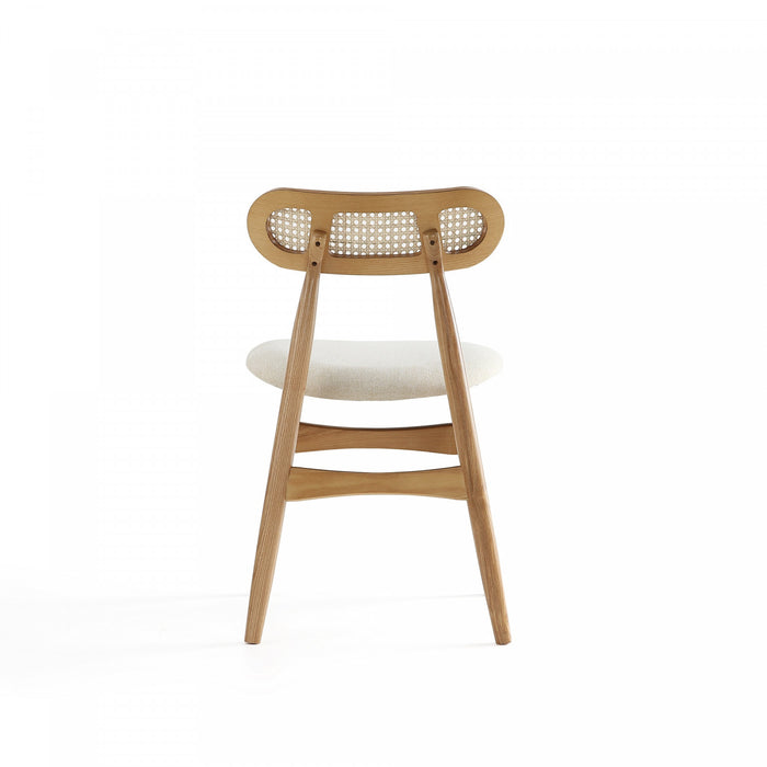 Colbert Industry Chic Cane Back Wood Upholstered Dining Chair in Natural - Set of 4