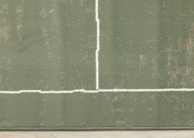 Florence Green Brown White Soccer Field Rug, 6'7\" x 9'6\" Indoor Area Rug