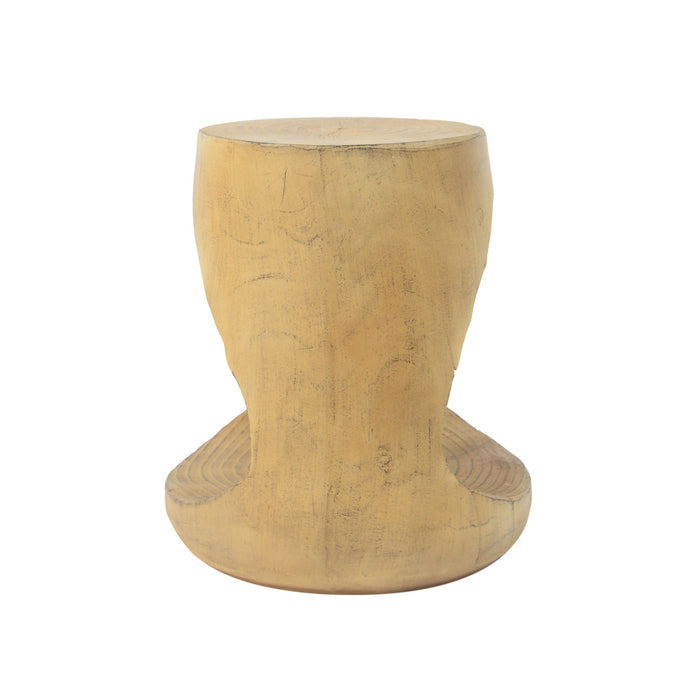 Elio 16.75\" Rustic Hollow Tree-Stump MGO Accent Table, Pet-Friendly Indoor Side Table, Natural