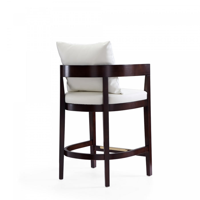 Ritz Mid-Century Modern Wood Upholstered Counter Stool in Ivory - Set of 3