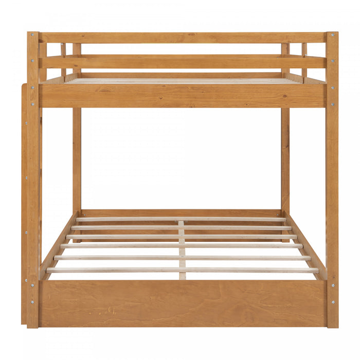 Ethan Solid Wood Queen Size Bunk Bed with Ladder, Sturdy & Space-Saving, Brown
